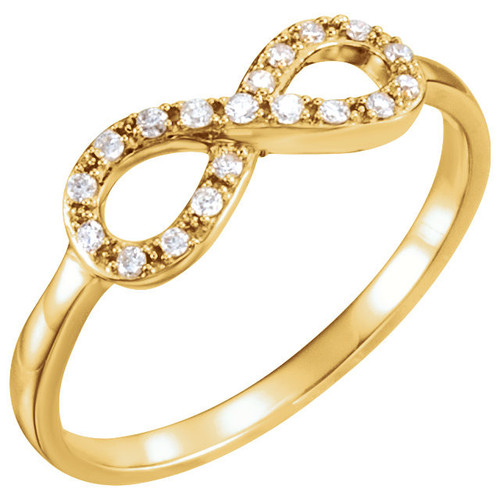 14 Karat Yellow Gold 0.10 Carat Diamond Infinity Inspired Ring