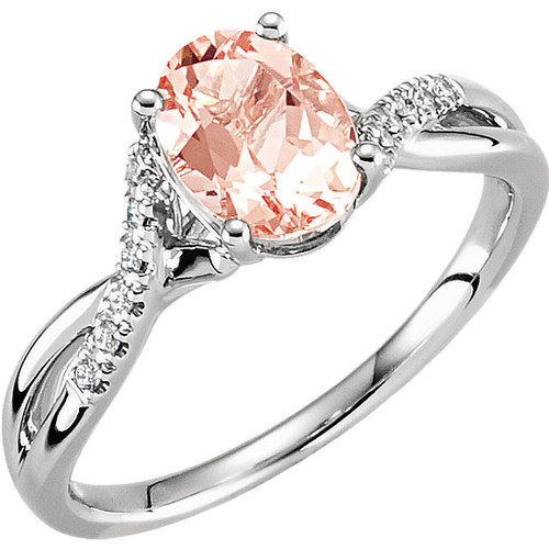 Shop 14 Karat White Gold Morganite and .06 Carat Diamond Ring Size 7