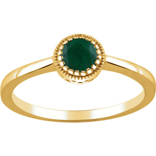 14 Karat Yellow Gold Emerald May Birthstone Ring