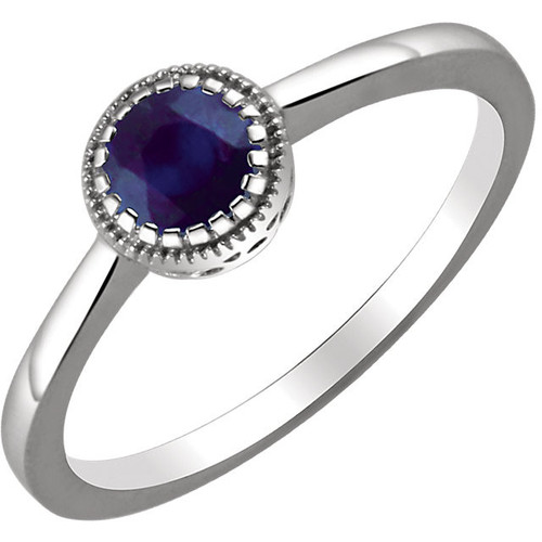14 Karat White Gold Blue Sapphire September Birthstone Ring