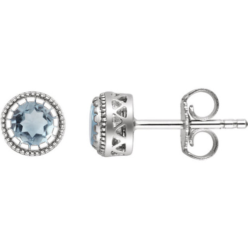 14 Karat White Gold Aquamarine "March" Birthstone Earrings