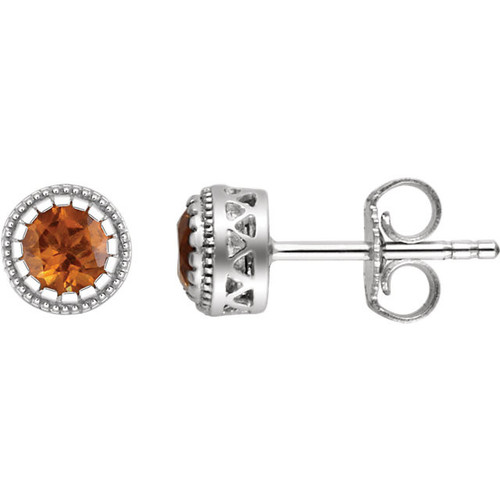 14 Karat White Gold Citrine "November" Birthstone Earrings