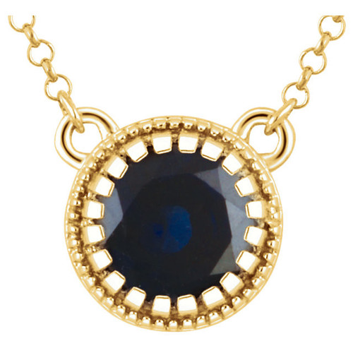 Sapphire Necklace in 14 Karat Yellow Gold Sapphire September inch 18 inch Birthstone Necklace
