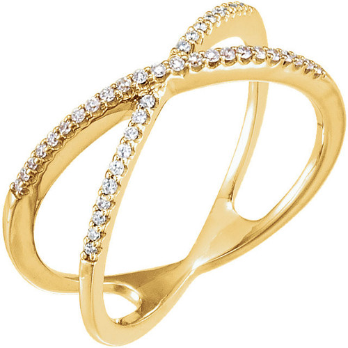 Buy 14 Karat Yellow Gold 0.17 Carat Diamond Criss Cross Ring