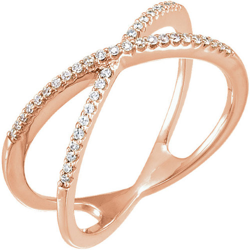 Buy 14 Karat Rose Gold 0.17 Carat Diamond Criss Cross Ring