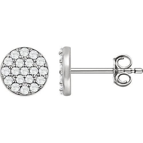 14 Karat White Gold 0.33 Carat Round Genuine Diamond Cluster Earrings