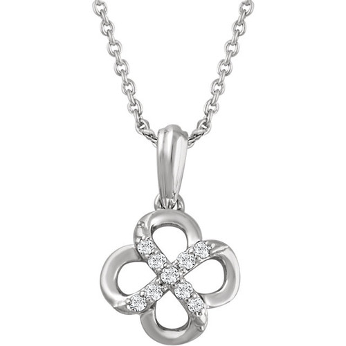 Sterling Silver .08 Carat Diamond 18 inch Necklace