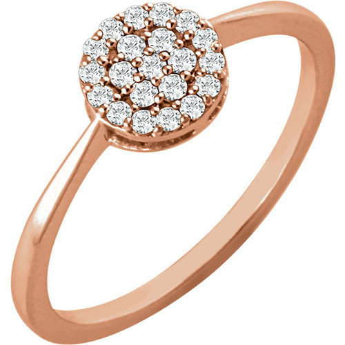 Diamond Ring in Gift   14 Karat Rose Gold .2Carat Diamond Cluster Ring