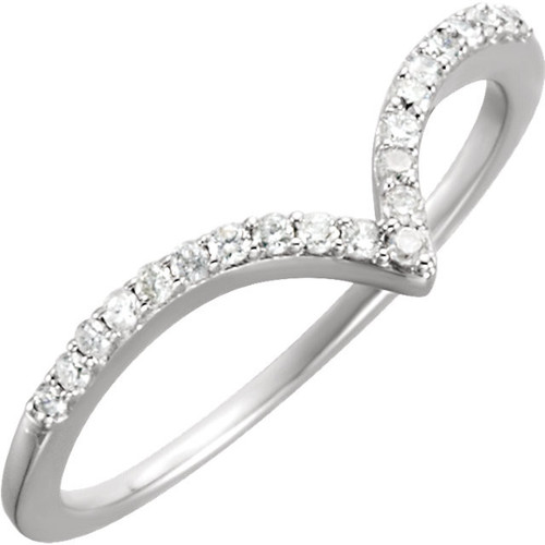 Buy 14 Karat White Gold 0.17 Carat Diamond V Ring Size 7