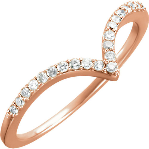 14 Karat Rose Gold 0.17 Carat Diamond V Ring Size 7