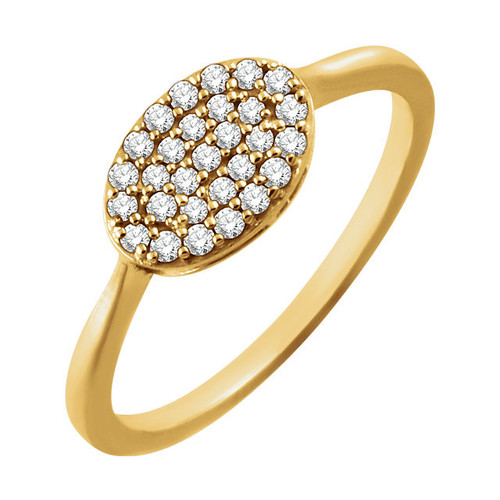 Diamond Ring in Low Price 14 Karat Yellow Gold 0.20 Carat Diamond Oval Cluster Ring