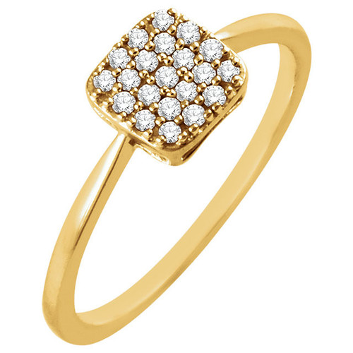 Buy 14 Karat Yellow Gold 0.17 Carat Diamond Square Cluster Ring