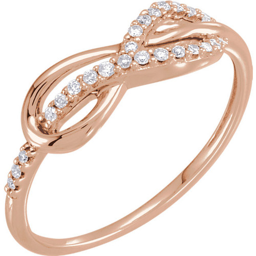 14 Karat Rose Gold 0.10 Carat Diamond Infinity Inspired Knot Ring
