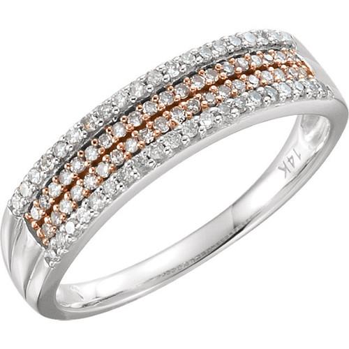 14 Karat White Gold and 14 Karat Rose Gold Gold Plated 0.25 Carat Diamond Ring