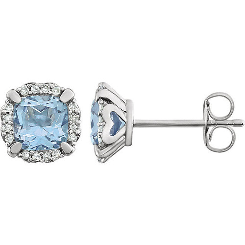 Shop 14 Karat White Gold Sky Blue Topaz and 0.10 Carat Diamond Earrings