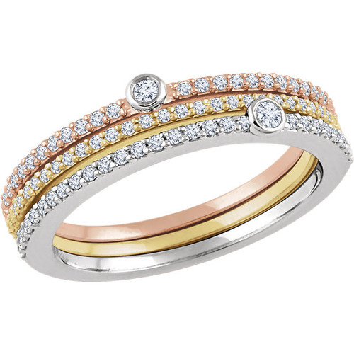 Shop 14 Karat White Gold, Yellow, and Rose 0.40 Carat Diamond Set of 3 Stackable Rings