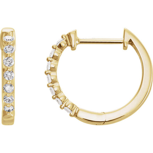 14 Karat Yellow Gold 0.20 Carat Diamond Hoop Earrings