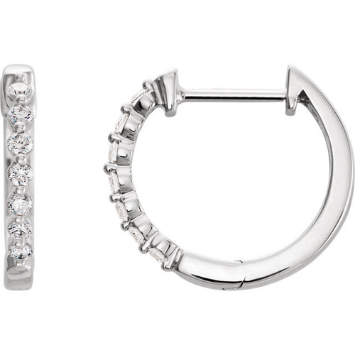 Buy 14 Karat White Gold 0.33 Carat Diamond Hoop Earrings