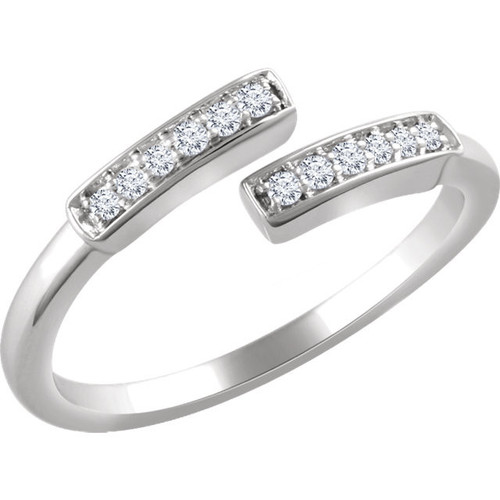 Buy 14 Karat White Gold 0.10 Carat Diamond Negative Space Bar Ring