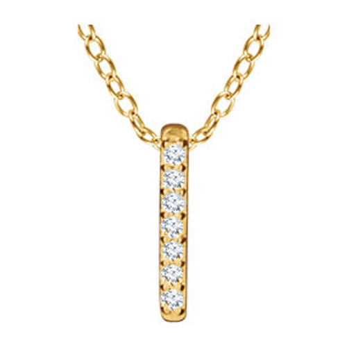 Shop 14 Karat Yellow Gold .05 Carat Diamond Bar 16 inch Necklace