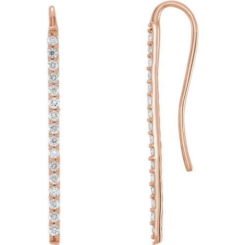 Buy 14 Karat Rose Gold 0.33 Carat Diamond Bar Earrings