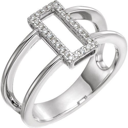 14 Karat White Gold .10 Carat Geometric Diamond Ring