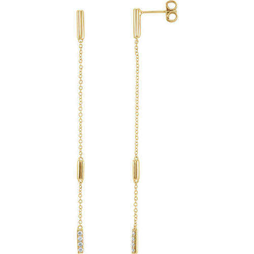 Buy 14 Karat Yellow Gold 0.10 Carat Diamond Chain Earrings