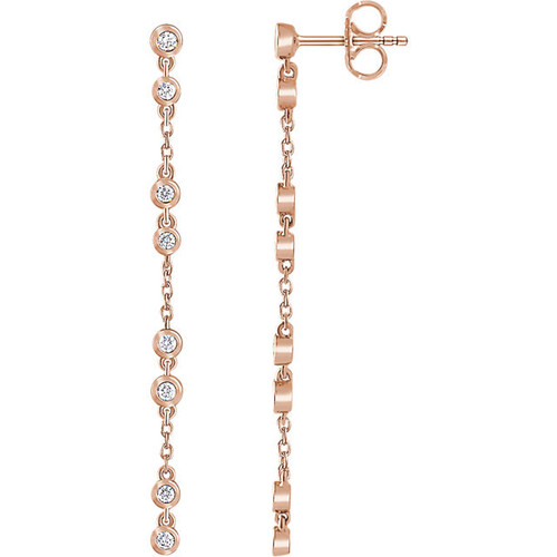 Buy 14 Karat Rose Gold 0.33 Carat Diamond Chain Earrings