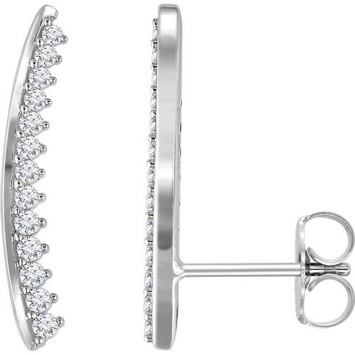 14 Karat White Gold 0.33 Carat Diamond Ear Climbers