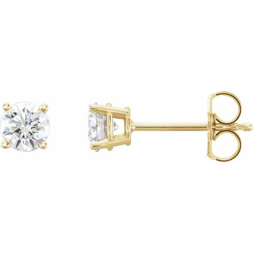 14 Karat Yellow Gold 0.75 Carat Lab Grown Diamond Stud Earrings