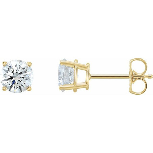 White Lab-Grown Diamond Earrings in 14 Karat Yellow Gold 1 1/2 Carat Lab-Grown Diamond Stud Earrings