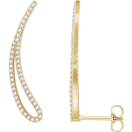 14 Karat Yellow Gold 0.25 Carat Diamond Ear Climbers