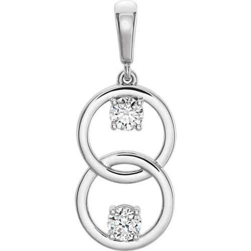 14 Karat White Gold 5mm Round Forever Oneandtrade; Moissanite Pendant