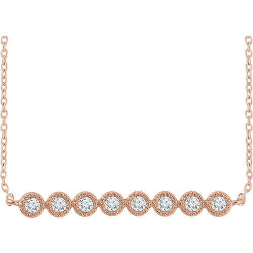Buy 14 Karat Rose Gold 0.20 Carat Diamond Bar 16 inch Necklace