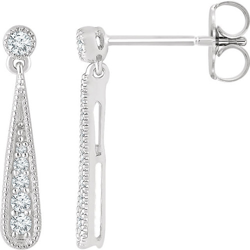 14 Karat White Gold 0.17 Carat Diamond Teardrop Earrings