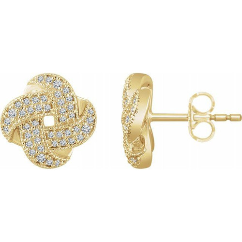 14 Karat Yellow Gold 0.33 Carat Diamond Knot Earrings