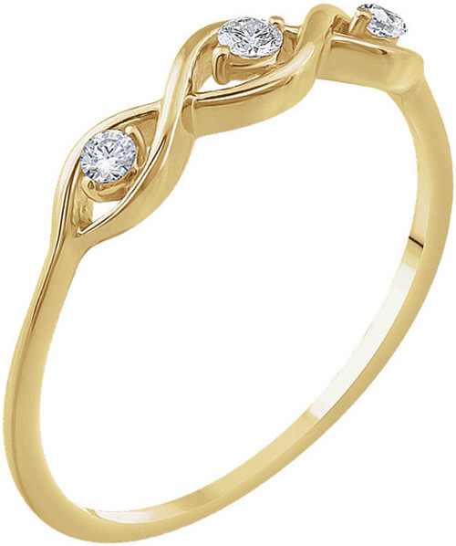 Yellow Gold 14 Karat Gold 0.10 Carat  Diamond 3 Stone Ring