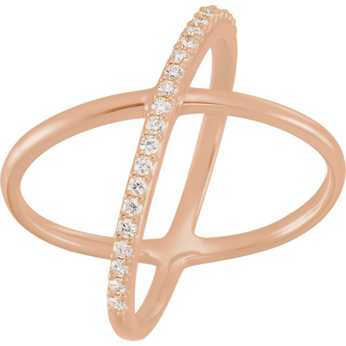 Buy 14 Karat Rose Gold 0.25 Carat Diamond Criss Cross Ring
