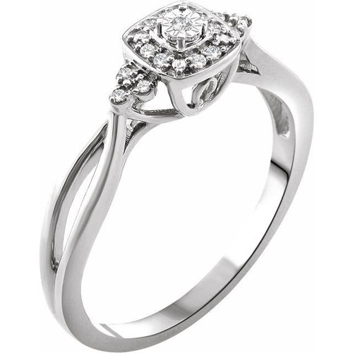 Genuine Diamond set in 10 Karat White Gold .05 Carat Diamond Promise Ring