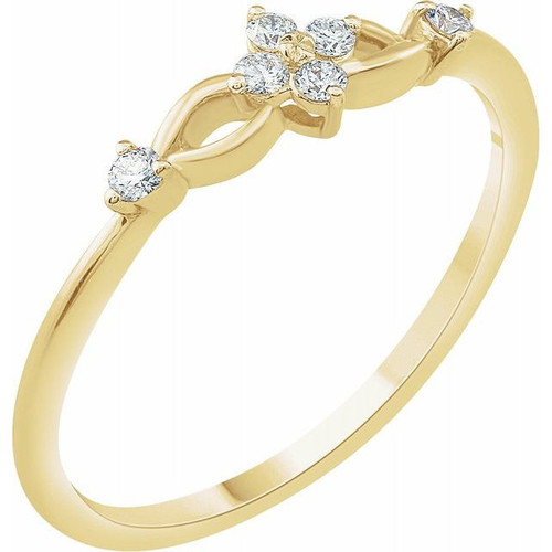 Genuine Diamond set in 14 Karat Yellow Gold 0.10 Carat Diamond Ring