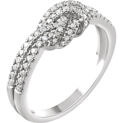 14 Karat White Gold 0.33 Carat Diamond Knot Ring