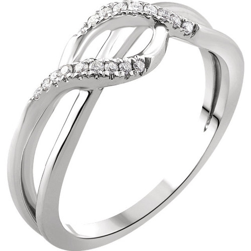 Buy 14 Karat White Gold 0.10 Carat Diamond Criss Cross Ring