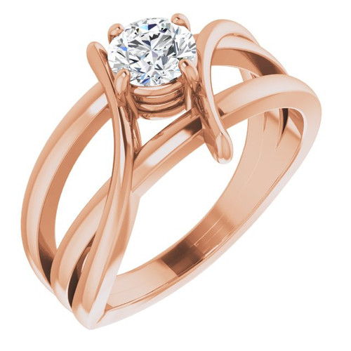 14 Karat Rose Gold 4 mm Round Forever One Moissanite Ring