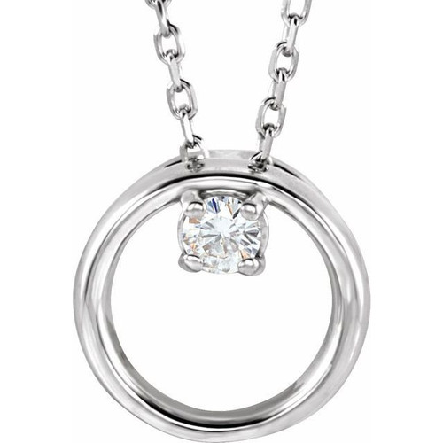 Created Moissanite Necklace in 14 Karat  Gold 3 mm Round Forever One Moissanite 18 inch Necklace