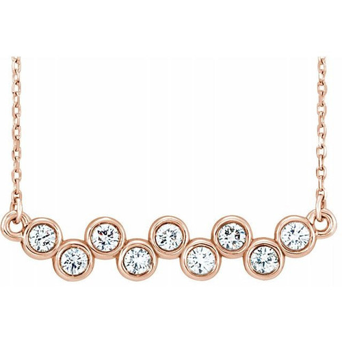 14 Karat Rose Gold 2.5 mm Round Forever One Moissanite 18 inch Necklace