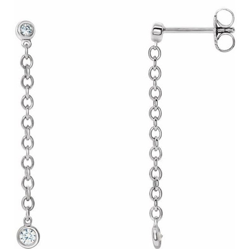 14 Karat White Gold 0.20 Carat Diamond Bezel Set ChaEarrings