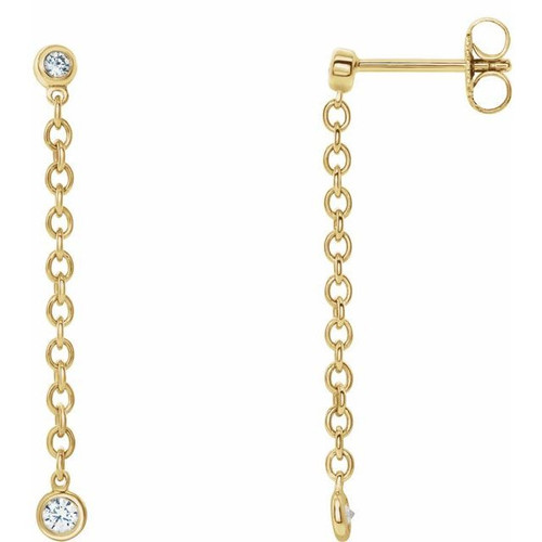 14 Karat Yellow Gold 0.20 Carat Diamond Bezel Set ChaEarrings