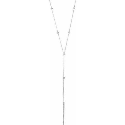 White Diamond Necklace in 14 Karat White Gold 0.33 Carat Diamond Y 15-17 inch Necklace