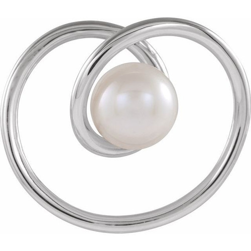 14 Karat White Gold Freshwater Cultured Pearl Pendant