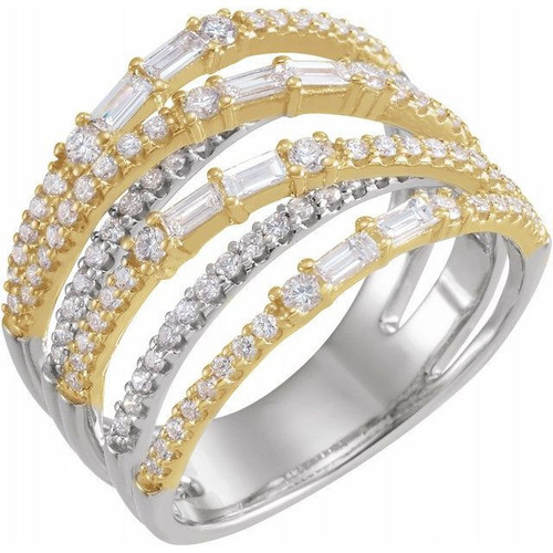 Diamond Ring in 14 Karat and Yellow Gold 1.00 Carat Diamond Negative Space Ring